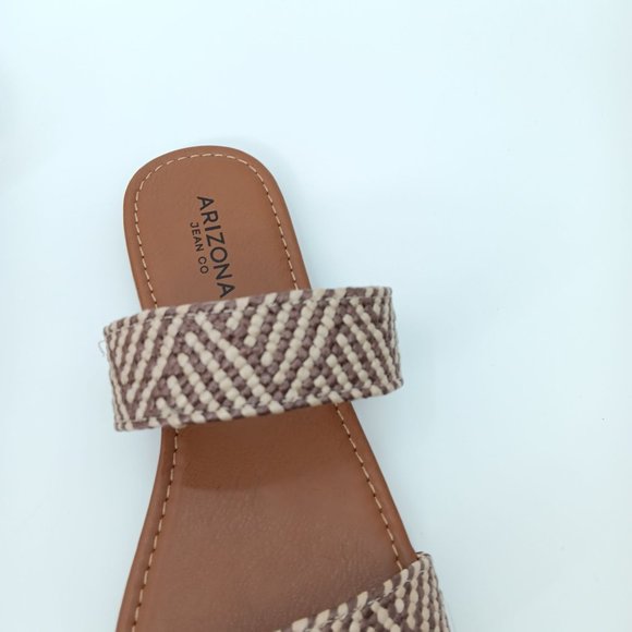 ARIZONA JEAN CO BROWN WOVEN SLIDE SANDALS SIZE 6M - Picture 7 of 14